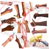Stock Photo Diverse Bundle Hands Pointing - Typing, Holdin