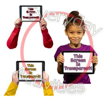 Preview of Stock Photo Mockup Bundle - Child Holding iPad - Red - Yellow Sleeves