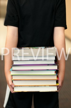 Preview of Stock Photo: Stack of Library Books -Personal & Commercial Use