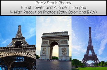 Preview of Stock Photos- Eiffel Tower and Arc de Triomphe- Commercial and Personal Use