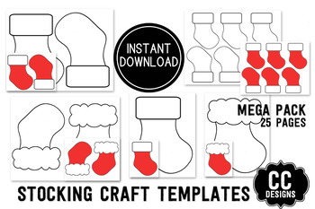 Preview of Stocking Craft Cut Out Template Christmas Stocking Coloring Cut out Art Projects