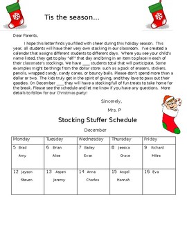 Preview of Stocking Stuffers Letter