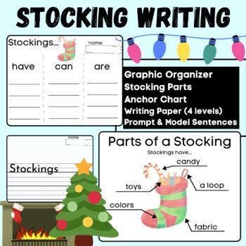 Preview of Stocking Writing and Labeling- Winter Informative (Have Can Are) Anchor Charts