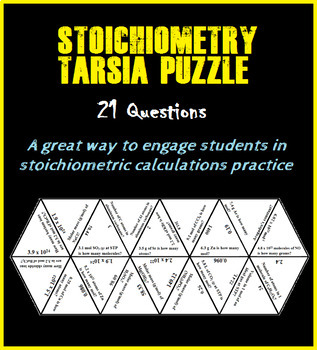 Preview of Stoichiometry Chemistry 21 Question Tarsia Puzzle Activity
