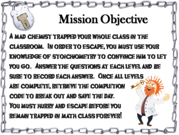 Stoichiometry Activity: High School Chemistry Escape Room: Science Breakout  Game