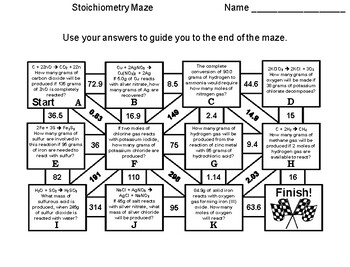 Stoichiometry: Chemistry Maze by Science Spot | Teachers Pay Teachers