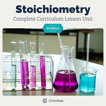 Preview of Stoichiometry editable full chemistry Lessons Bundle | print and digital