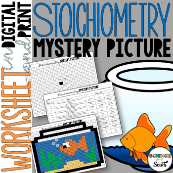 Preview of Stoichiometry Hidden Mystery Picture Worksheet Activity Print & Digital Resource