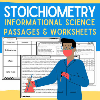 Preview of Stoichiometry: Informational Reading Passages, Worksheets, & Vocabulary