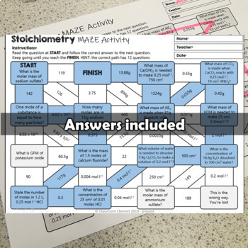 Moles Activity - Maze by Classroom Chemist | Teachers Pay Teachers