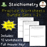 Stoichiometry Moles Worksheet Bundle Sets 1-21