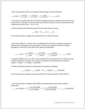 Stoichiometry Practice - 4 Worksheets - 2 Differentiated Versions
