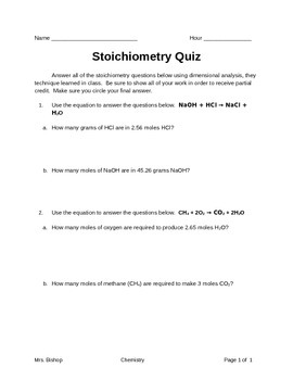 stoichiometry homework #1 answers chemistry corner