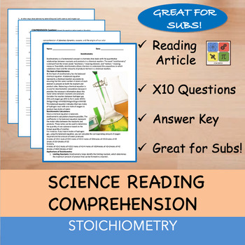 Preview of Stoichiometry - Reading Passage and x 10 Questions (EDITABLE)