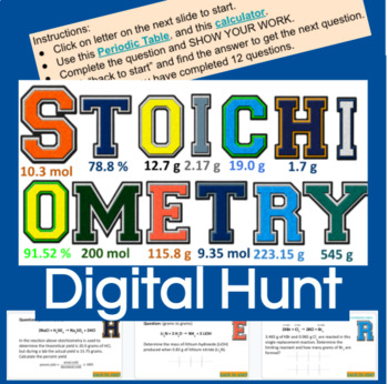 Preview of Stoichiometry Review Digital Hunt
