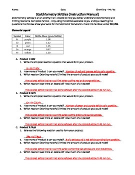 Gizmos Moles Answer Sheet / Student Exploration Stoichiometry Answer