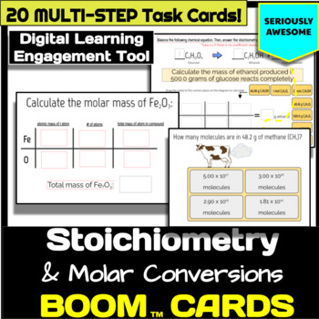 Preview of Stoichiometry and Molar Conversion Digital Task Cards - Boom Deck