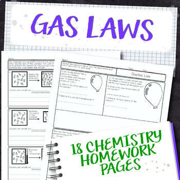 Preview of Gas Laws Chemistry Homework Page Unit Bundle