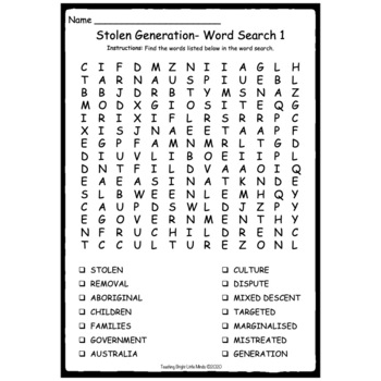 Stolen Generation Search Bright Minds | TPT