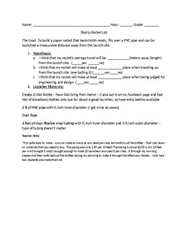 Preview of Stomp Rockets: Lab Instructions and Lab Notes