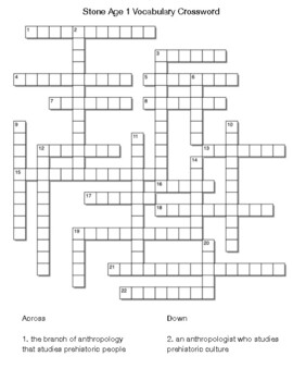 Stone Age 1 Vocabulary Crossword by Northeast Education TPT