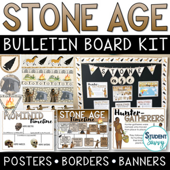 Preview of Stone Age Bulletin Board Kit | Early Human Posters | Borders | Banners
