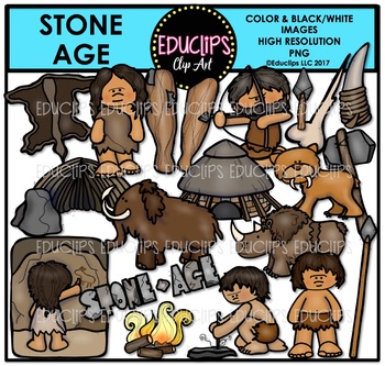 Preview of Stone Age Clip Art Bundle (Educlips Clipart)