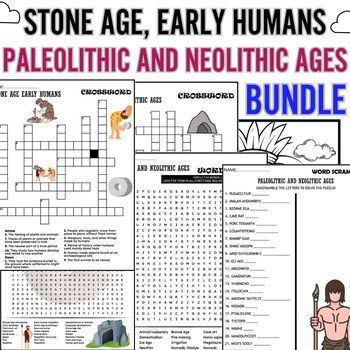 Preview of Stone Age, Early Humans ,Paleolithic and Neolithic Ages PUZZLES BUNDLE