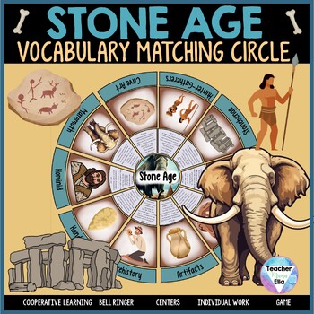 Preview of Stone Age Game - Vocabulary Matching Circle | Montessori Prehistory Activity