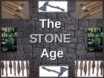 Preview of STONE AGE (PARTS 1 & 2) Hunting Agriculture Adaptations etc engaging 50slide PPT