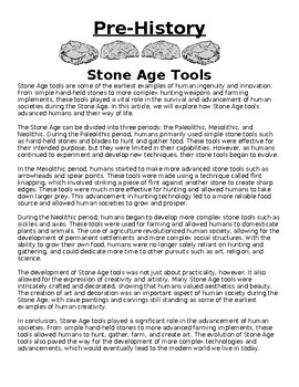 Preview of Stone Age Tools Article & Questions (WORD)