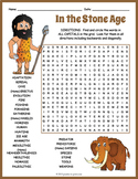 STONE AGE EARLY HUMANS Word Search Puzzle Worksheet Activity