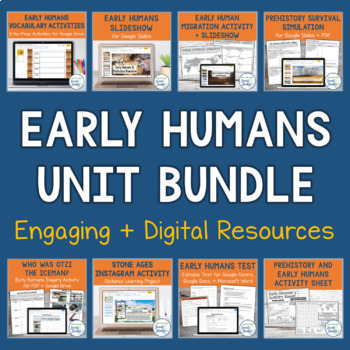 Preview of Stone Age and Early Humans Unit Bundle | Activities, Simulation, Notes, Test
