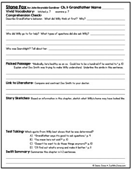 Stone Fox Comprehension Packet by Deana Jones | TPT