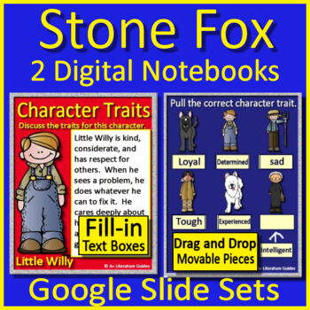 Preview of Stone Fox - 2 Digital Notebooks Characters, Story Elements, Figurative Language