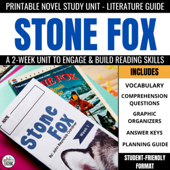 Preview of Stone Fox Novel Study Unit Comprehension Questions, Chapter Activities, & Vocab