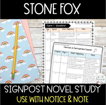 Preview of Stone Fox | Novel Study | Use With Notice and Note Signposts