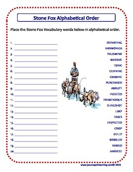 Stone Fox Vocabulary Activities by Journeys in Learning | TpT