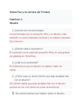 Preview of Stone Fox - Y La Carrera de Trineos Comprehension Questions & Key