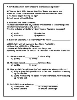 Stone Fox test chapter 8-10 by Douglas Doodles | TPT