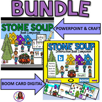 Preview of Stone Soup Book Companion BUNDLE, WH Questions, Speech Sounds & Craft