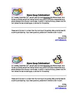 Preview of Stone Soup Celebration Activity- Perfect for Thanksgiving