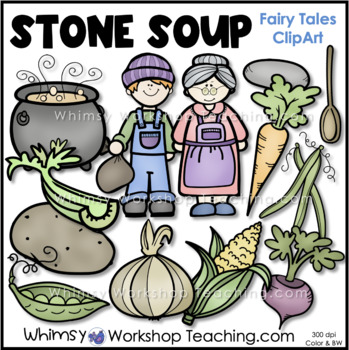 Preview of Stone Soup Fairy Tale Clip Art Images Color Black White