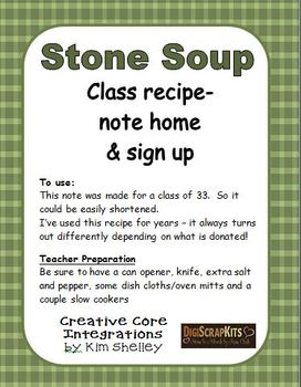 Preview of Stone Soup Note Home - Donations - editable