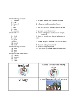 Preview of Stone Soup Spelling and Vocabulary List with Activities