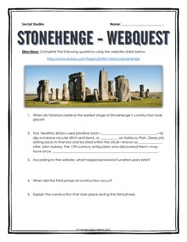 Preview of Stonehenge - Webquest with Key