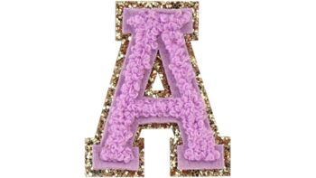 Preview of Stoney Clover Inspired "Grape" Varsity Letters with gold glitter trim