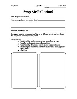 Preview of Stop Air Pollution! Poster plan and template