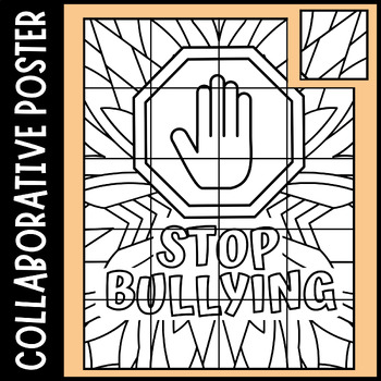 Preview of Stop Bullying Collaborative Coloring Poster • Anti Bullying • Pink Shirt Day Art