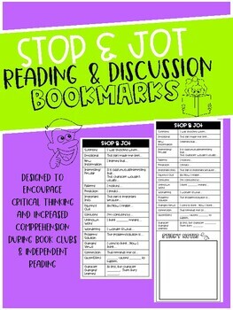 Preview of Stop & Jot Reading Comprehension Bookmarks